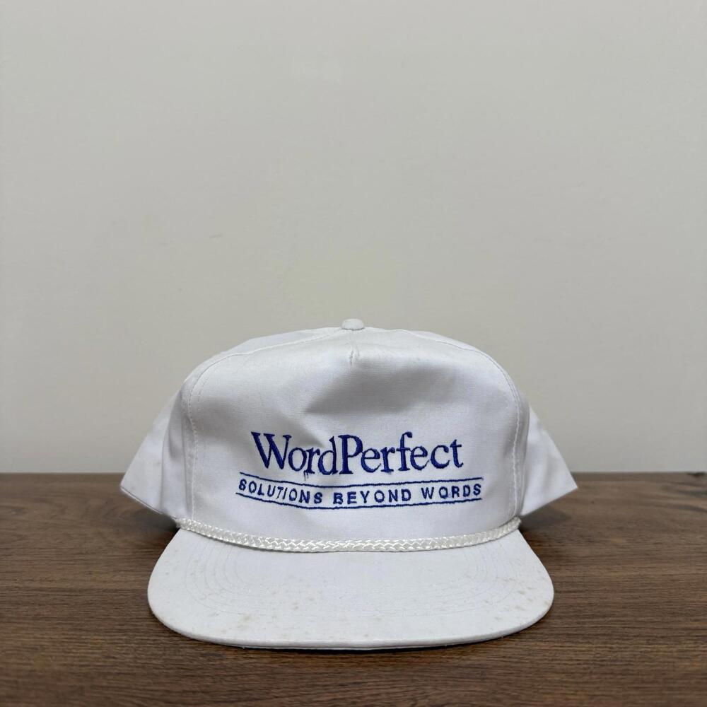 Vintage WordPerfect Solutions Beyond Words Snapback White Men’s